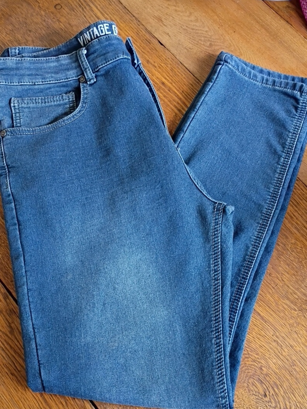 Vintage Genes Black Men's 34 x 32 Blue Jeans Slim Fit